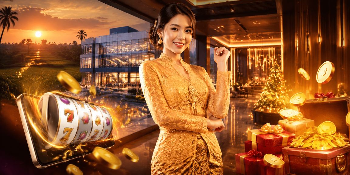 Pemain wanita dari Kedah memakai kebaya menikmati permainan slot jackpot bergaya tempatan Malaysia